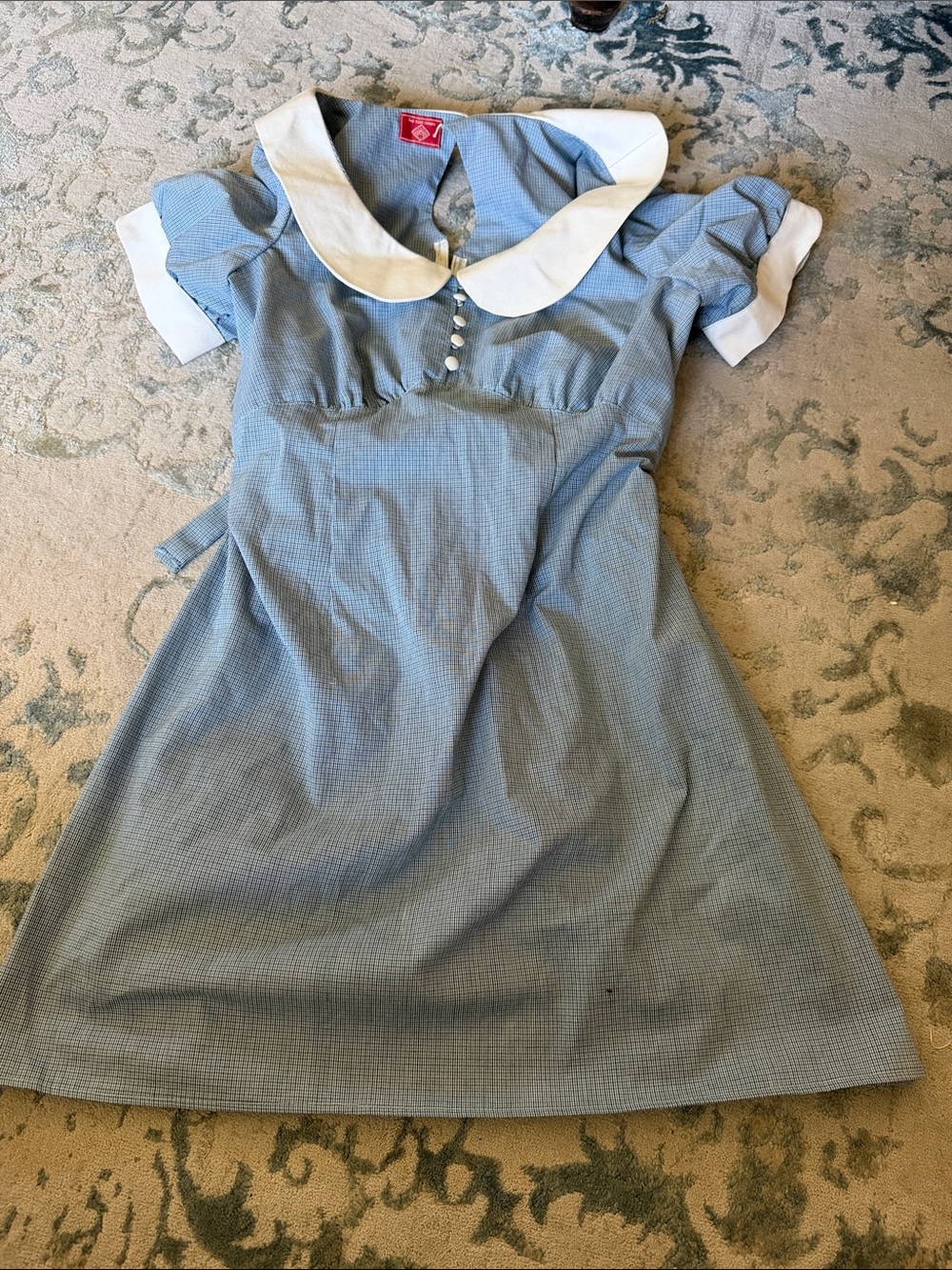 Blue Casual Dress with White Peter Pan Collar